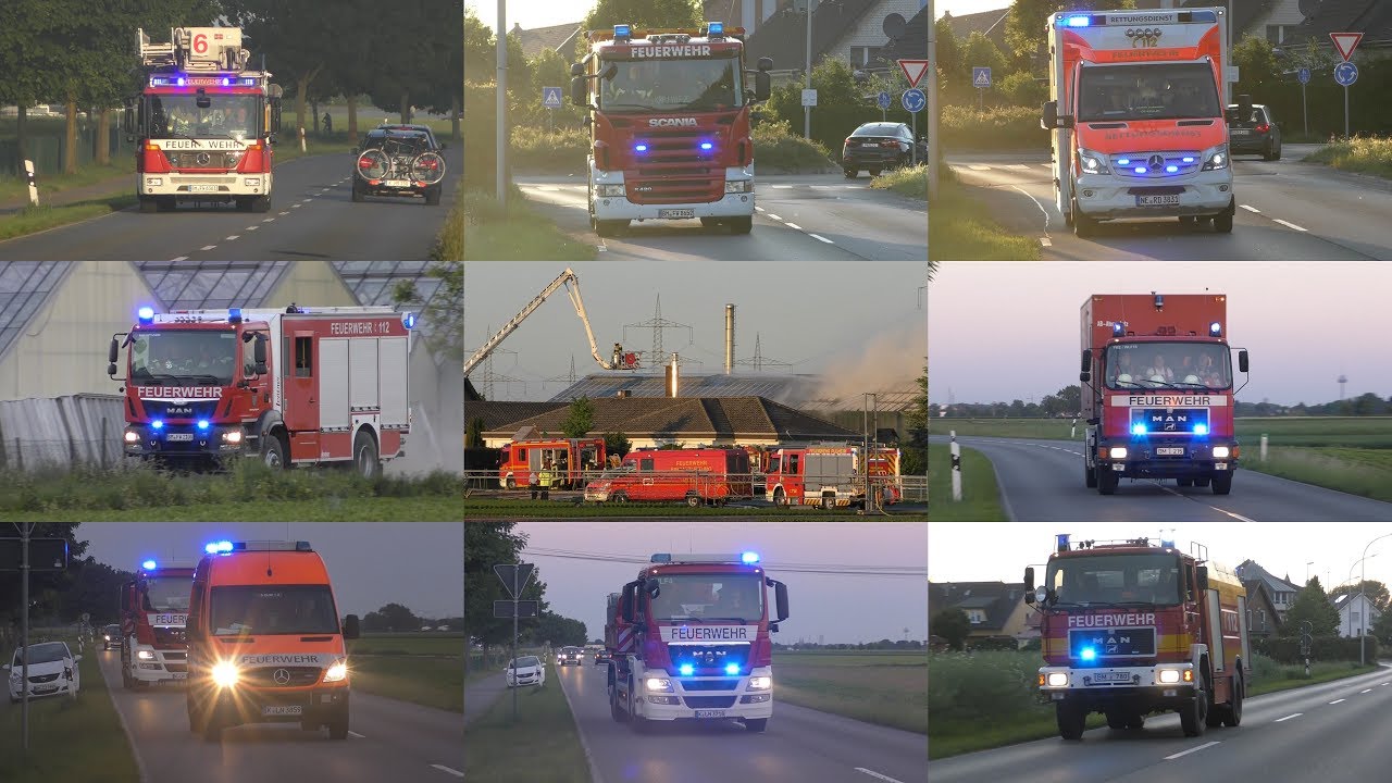 [Großbrand in Pulheimer Großgärtnerei] Einsatzfahrten Feuerwehren Rhein-Erft, Köln & Kreis Neuss