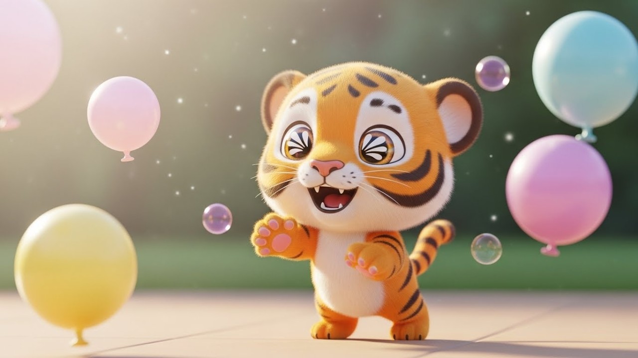 Считаем воздушные шарики с маленьким тигром 🐯🎈🔢 | Мультфильм для детей и весёлые приключения