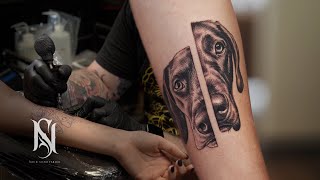 2-in-1 Dog Portrait Tattoo Time Lapse | Nick Sundstrom