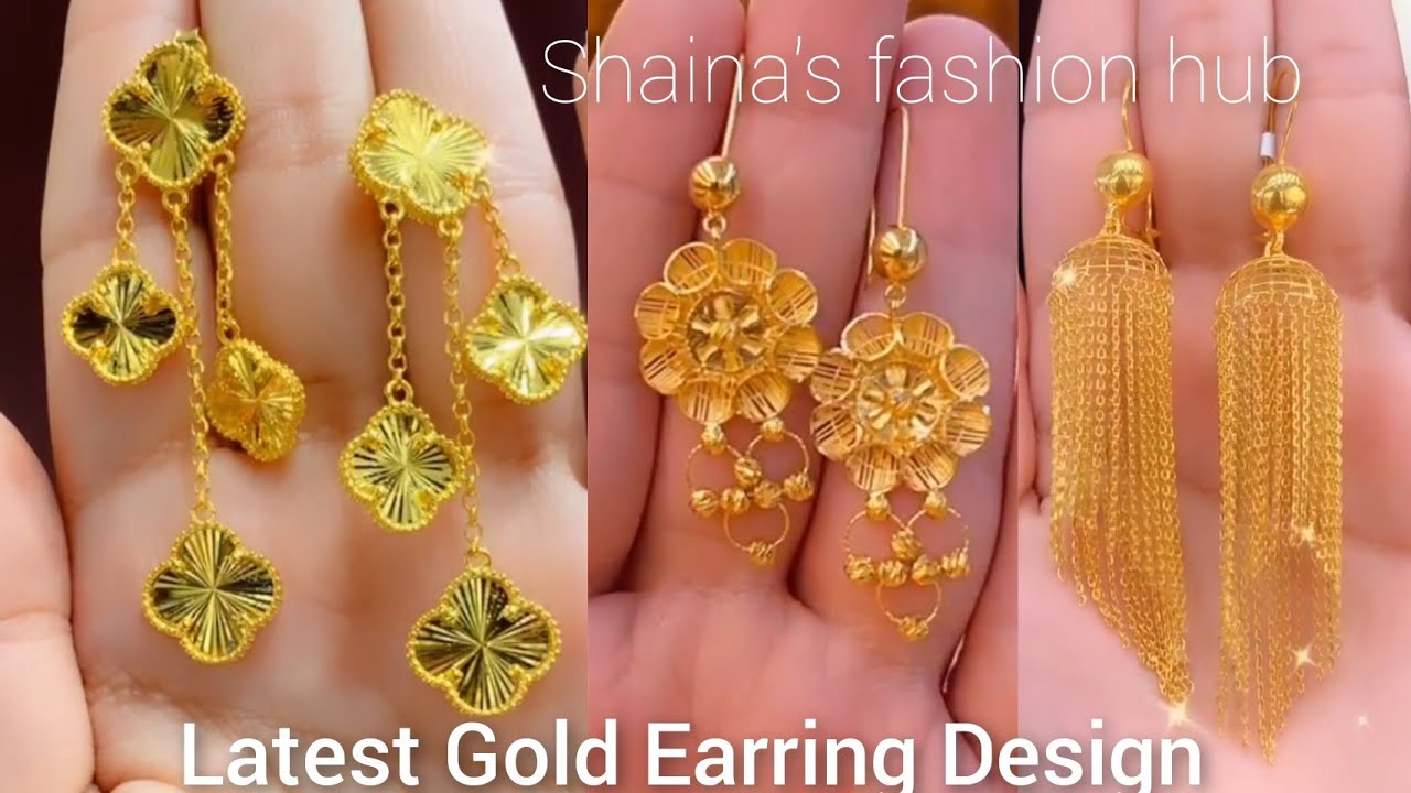 Latest Gold Earring Design with weight and price YouTube