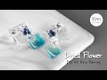 【UVレジン】UV Resin -DIY Dried Flower in Rhombus Earring -DIYでドライフラワーを使ってひし型ピアスを作りました〜♪