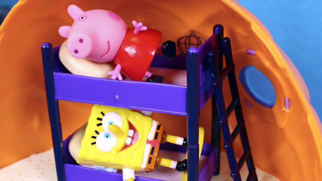 ❤ PEPPA PIG ❤ Bob Esponja y Peppa pig hacen una fiesta de pijamas | Peppa Pig en español