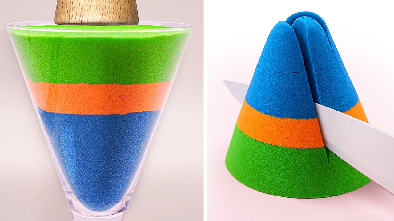 Satisfying Kinetic Sand ASMR | Crunchy Cutting Sound Compilation | Soft Sand ASMR