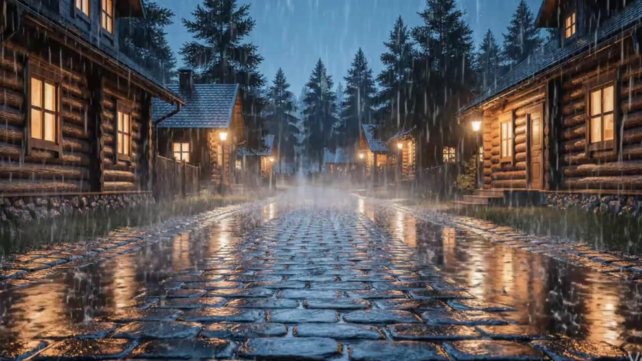 Live Relaxing Rain in a Forest Street at Night | ASMR for Study