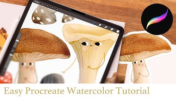 Watercolor tutorial for Procreate // How to paint happy mushroom people, cute storybook illustration
