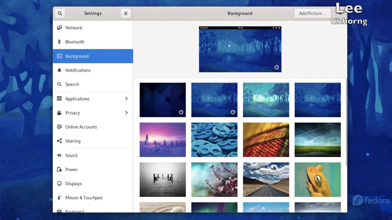 Fedora Linux Background Desktop change - YouTube