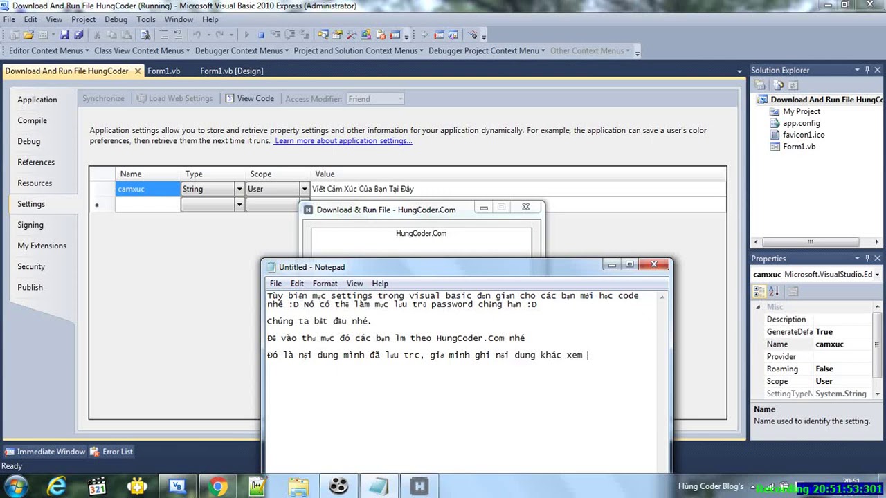VB Net Application Settings - YouTube