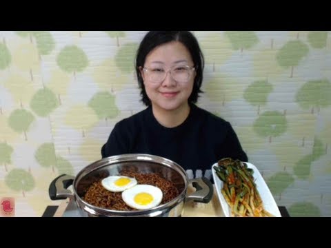 [Jjajang Ramen][Green <strong>onion</strong> Kimchi]짜장라면~쪽파김치~계란반숙[Sunny Side <strong>Up</strong>]mukbang eating sound
