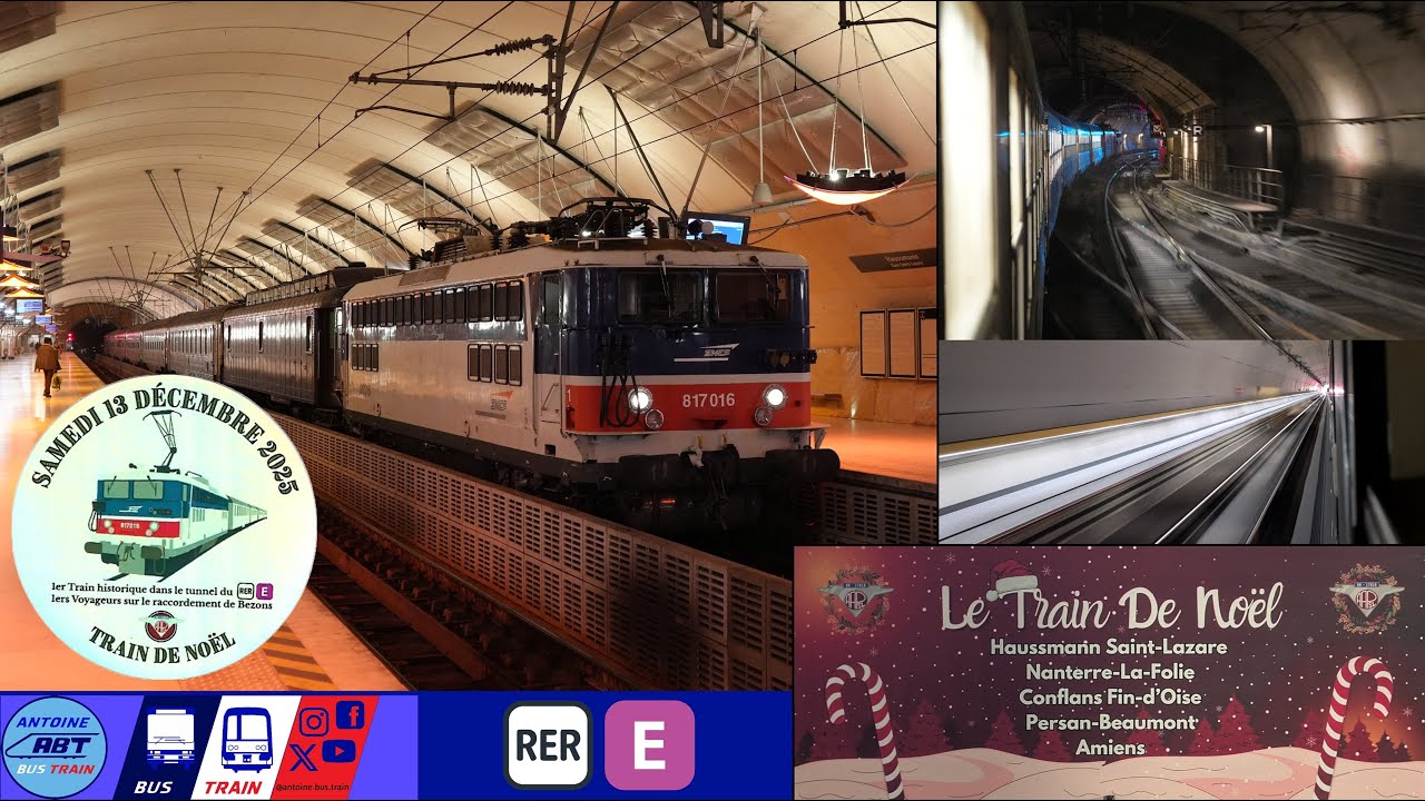 BB17016 : premier train historique sur le RER E dans Paris