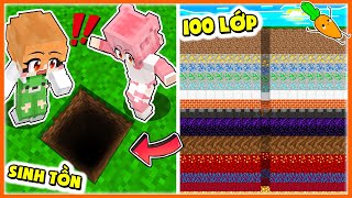 KAMUI THỬ THÁCH SINH TỒN 100 LỚP BLOCK TRONG MINECRAFT CÙNG MIMI TV