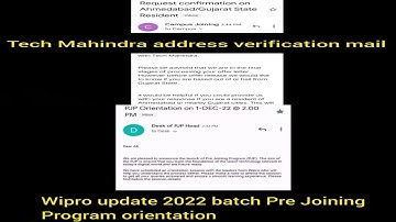 Tech Mahindra ,Wipro Onboarding Update | Address verification , Joining letter ..? offer letter..?