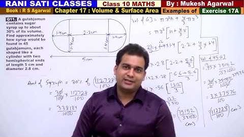Class 10 Maths (Ex 17A Example 11) Volume And Surface Area (RS Agarwal 2019)