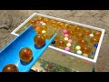 Marble run ♡ Handmade wooden slope, round and round bucket, rain gutters & sandy beach course