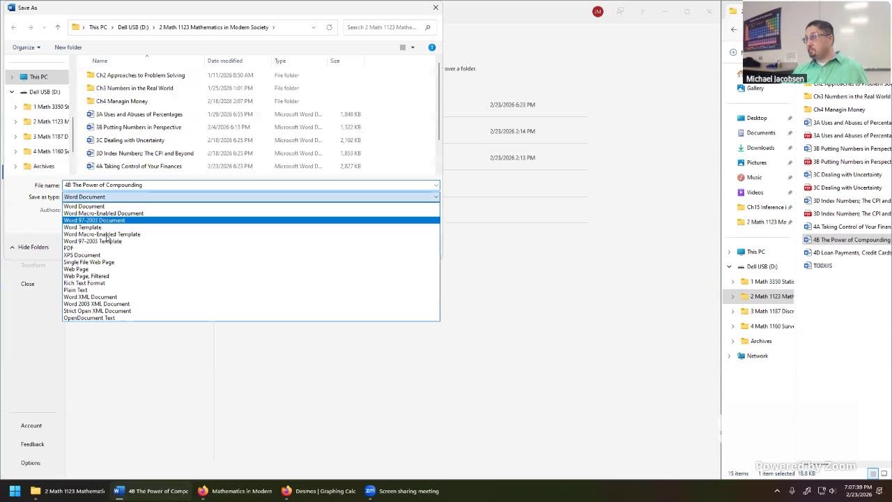 Math 1123 - 23 February 2026 - Units 4A, 4B