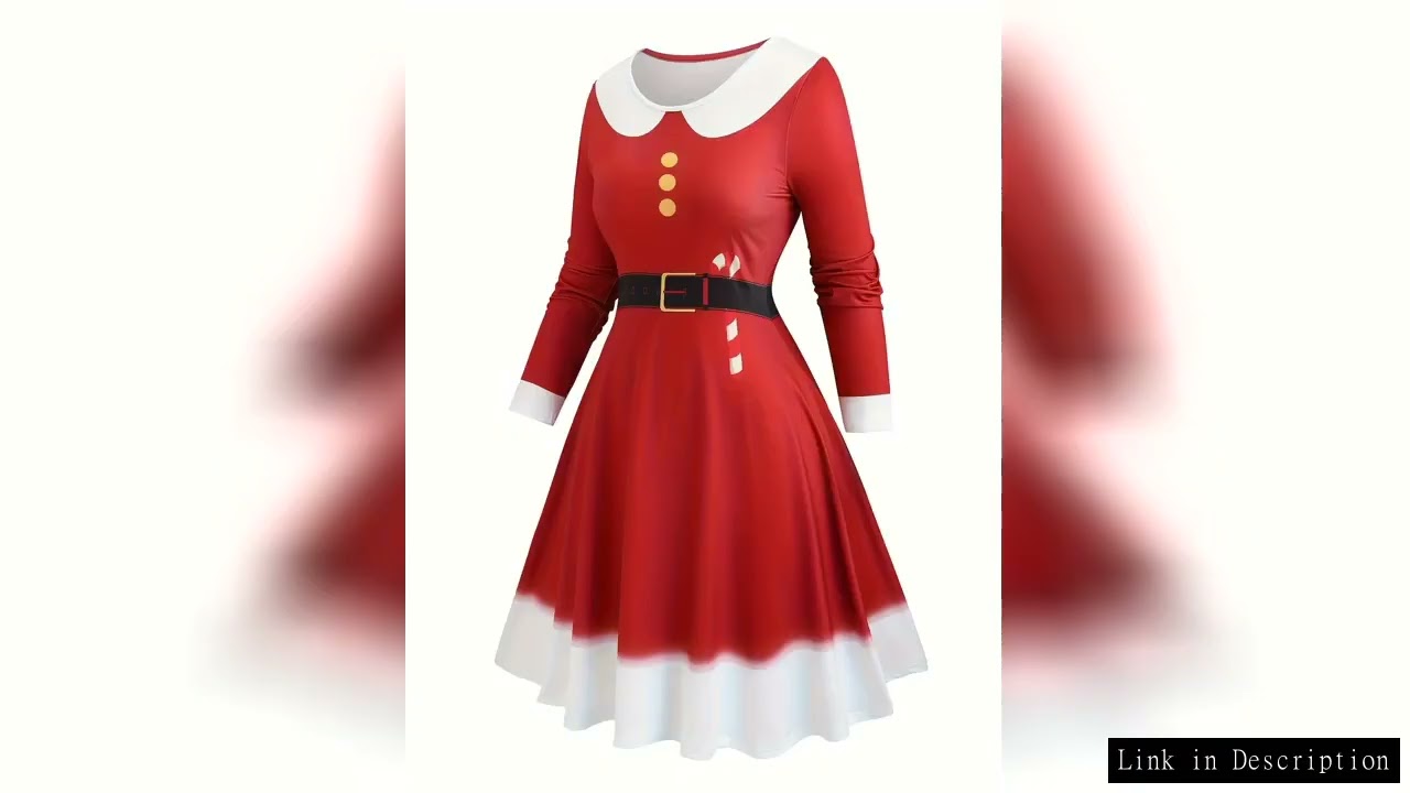 plus Size Women's Christmas Role-Playing Fake Belt Dress Festive Holiday Costume for plus Size Women