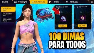 AI SIM! PEGUE 100 DIMAS GRÁTIS E SKIN PARA TODOS NO FREE ...