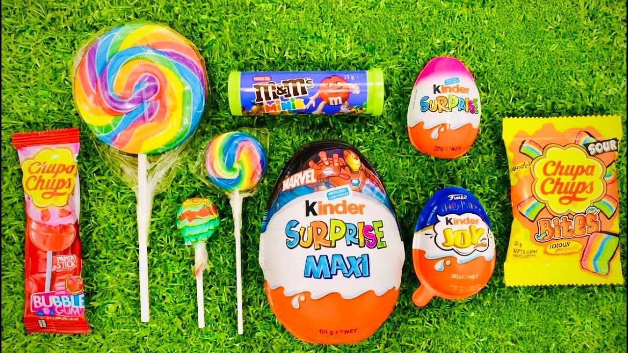 ASMR Most Popular Candys / some lots of colorful rainbow lollipop candy / unpacking chocolate eat