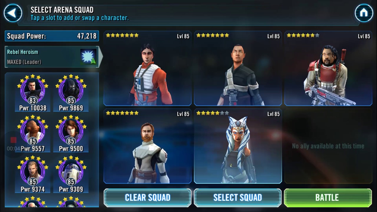 SWGOH 5* AHSOKA TANO (Fulcrum) Arena Gameplay YouTube