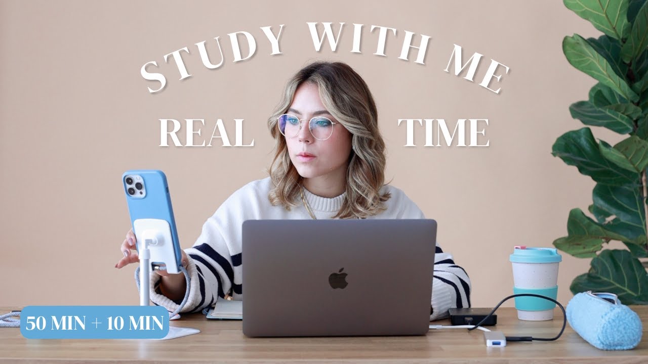 2h REAL TIME STUDY W/ ME: 50 min + 10 min de pausa (Lofi beats + tempo + som de fundo)