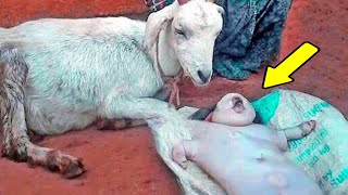 Фермер был в шоке, увидев, что его коза родила человеческого ребёнка!