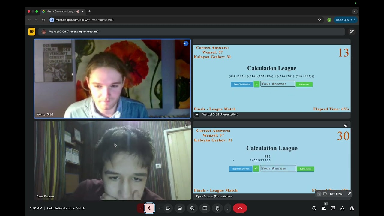Calculation League Season 2 Finals --- Wenzel vs. Kaloyan