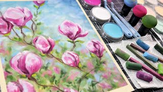 Testing a Weird Supply combo, Will it Work? Magnolias in Pan Pastel Timelapse