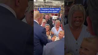 Young fan asks Trump to 'make America great again'