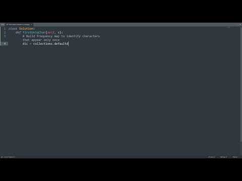 Leetcode 387. First Unique Character in a String in Python | Python Leetcode | Python Code Tutorial