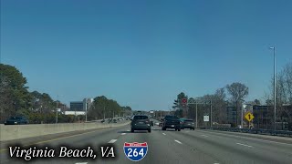 4K Downtown Norfolk, VA To Virginia Beach Oceanfront - Highway Drive (I-264) 