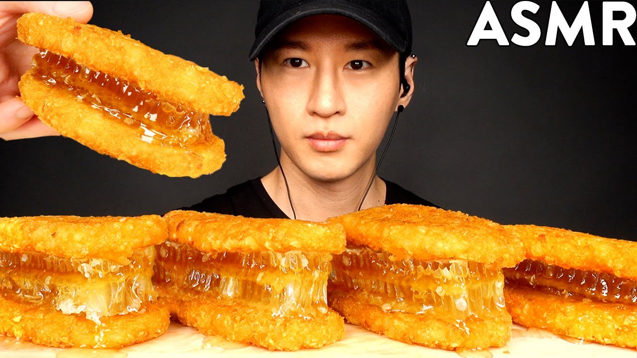 ASMR HASH BROWN HONEYCOMB SANDWICH MUKBANG (No Talking) EATING SOUNDS | Zach Choi ASMR