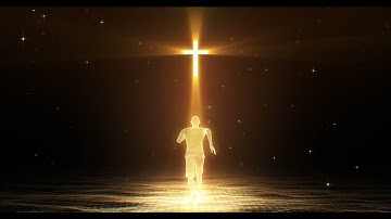 Man Running Towards the Golden Cross - 4K Looping Video