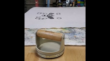 Handprinting a Tea Towel