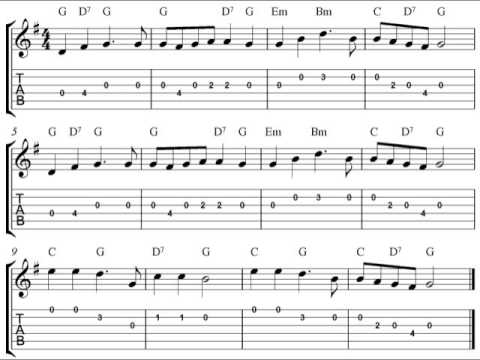 Free easy Christmas guitar tab sheet music, Once In Royal ...