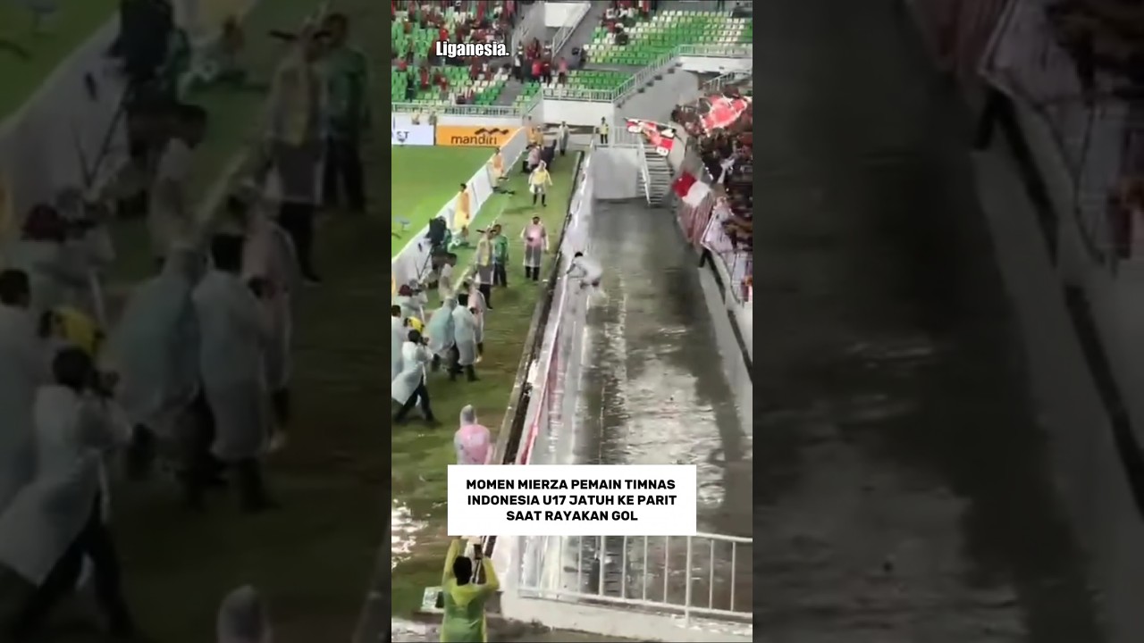 Momen Gol Mierza Pemain Timnas Indonesia U17 Jatuh Ke Parit