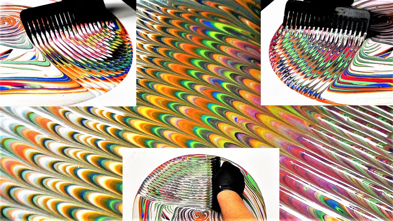 Acrylic Pouring Comb Swipe Technique - Easy Flow Art Techniques !