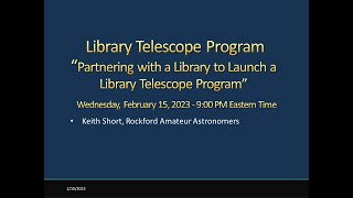 Webinar: Partnering with a Library to Launch a Library Telescope Program