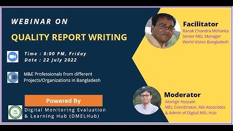 Video Content Add on Quality Report Writing Webinar | Digital MEL Hub