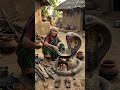 Indian Grandma Cooking on King Cobra Chulha 😱 | Hyper Realistic Village Cooking Art #shorts