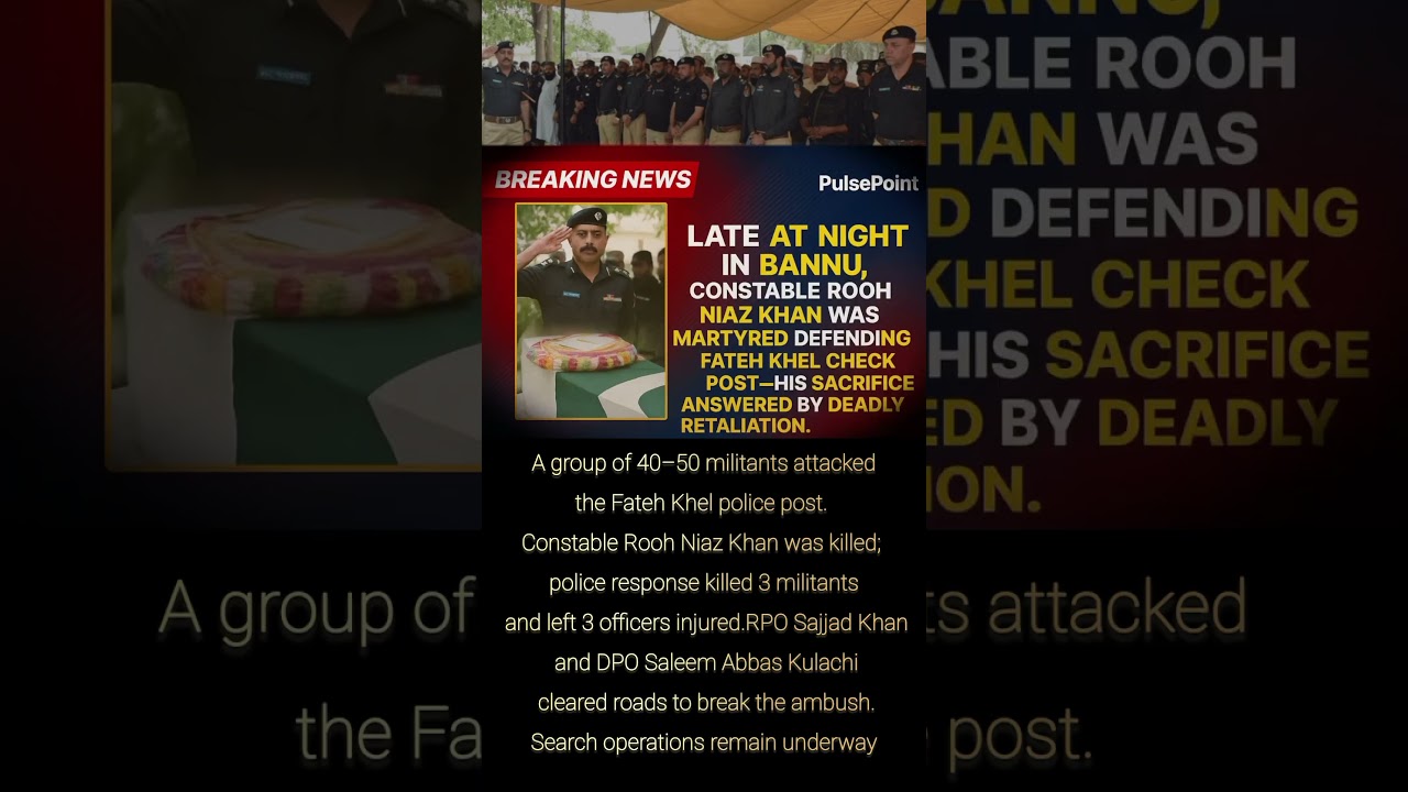 "Bannu Attack: Cop Martyred, Militants Killed in Retaliation"😢.  