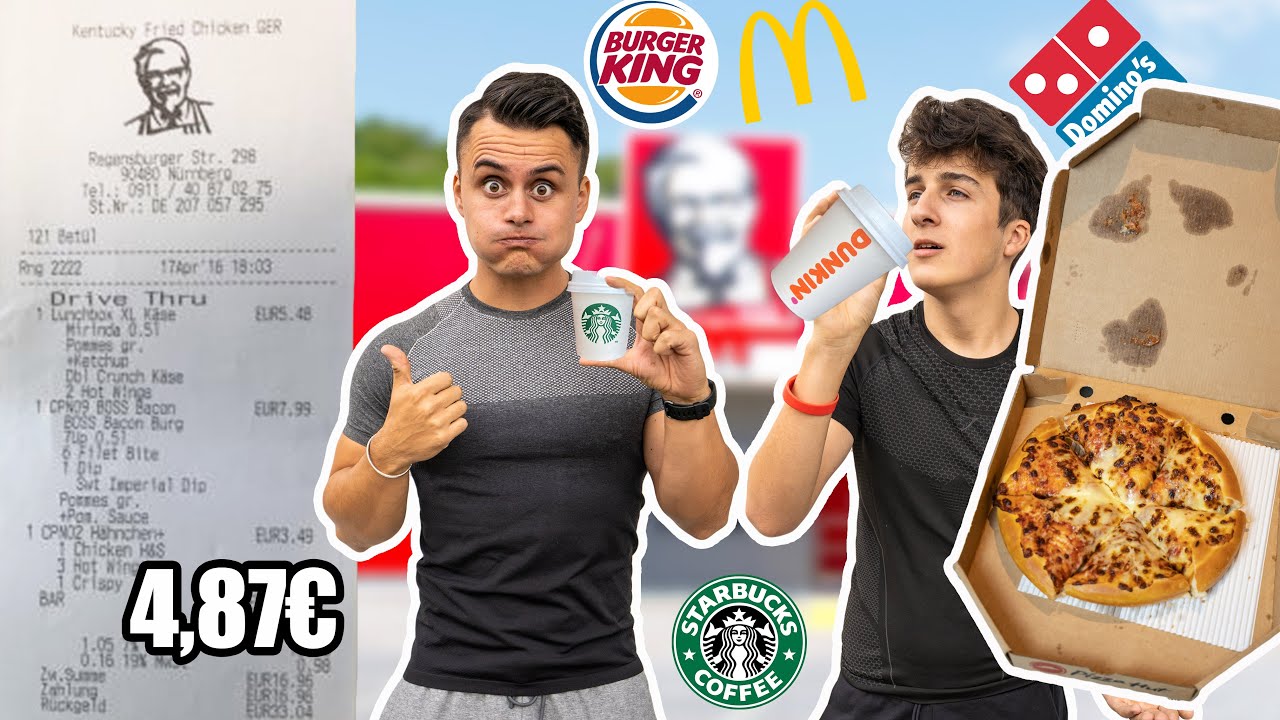 WIR bestellen 1 Tag nur DAS GÜNSTIGSTE ESSEN bei FASTFOOD KETTEN 🍔🍕🍩