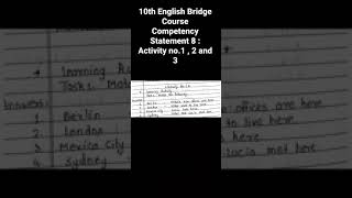 10th English Bridge Course Competency Statement 8  Activity No 1  2 And 3   