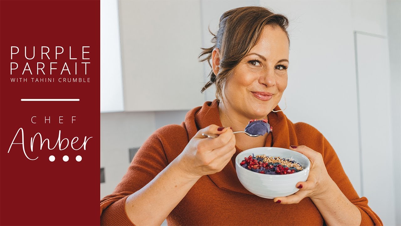 Purple Parfait with Black Tahini Crumble