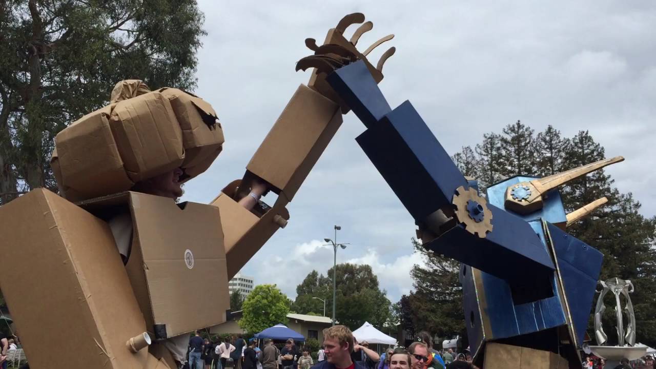 Giant Cardboard Robot Patty Cake - Maker Faire 2016