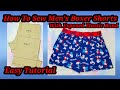 HOW TO SEW MEN'S BOXER SHORTS W/ EXPOSED ELASTIC BAND. EASY TUTORIAL