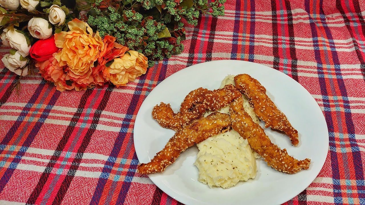 Piletina sa susamom i pire krompirom - bolja nego u restoranu - uskusno , brzo i jednostavno jelo