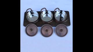 Copper and Stainless Steel Hammered Serving Set