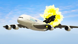 Fighter Jet Collides With Airbus A380 --- Huge Accident In The Air