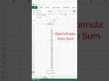 Use of Auto Sum formula #shorts #tricks #excel #excelformulas #excelshortcuts #excelskill