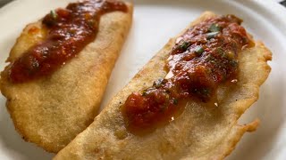 Empanadas con Salsa Roja  Savory, fried pies  filled with Chicken & Mozzarella