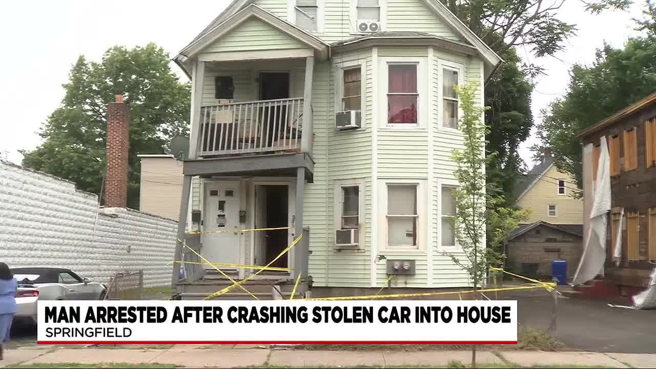 Suspect charged after crashing stolen car into home - YouTube